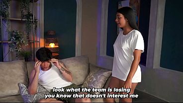 Image Slim brunette stepsister knows how to convince her stepbrother to show her his huge cock.