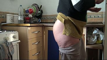 Image french amateur stepmom lets him cum on her hairy pussy in the kitchen