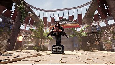 Image Lara Croft couldn't resist and gave herself to the awakened statue in front of 1,000 spectators in the arena.