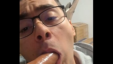 Image College boy sucks daddy's cock until he cums in his mouth (dildo)