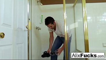 Image Alix & August fuck their Plumber after he fixes their shower
