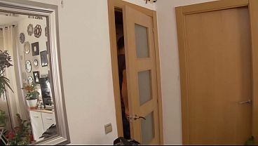 Image Threesome of natural young blondie and brunette eating the same big cock