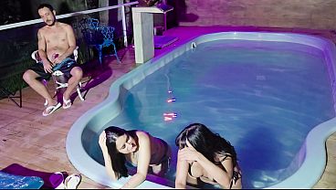 Image Caught in the act! Two brunettes caught masturbating in the condo's public pool.