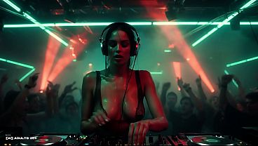 Image [AI-generated] Private Black Lingerie Rave &ndash_ Sweaty Young MILFs in Black Bras, Flying Tits, Groping Hands & Pierced Nipple DJ &ndash_ Future Rave Heat