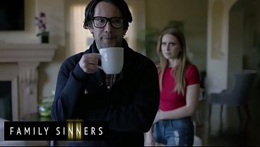 Image FAMILY SINNERS - Skinny Brunette Uses Her Seductive Charm On Her Stepfather To End Their Intense Argument