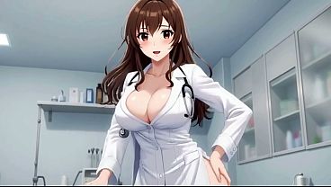 Image Blonde Nurse and Sexy Doctor Emi Strips Naked, Masturbates and Moans Loudly AI Generated