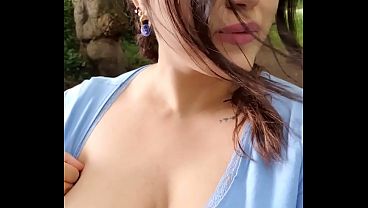 Image Exhibitionist MILF does public nudity - Invites stranger to touch her BIG BOOBS