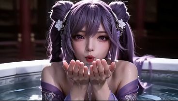 Image A beautiful woman with long classical purple hair, giving you a fairyland-like experience, 3-way sex, face-slapping. AI-generated