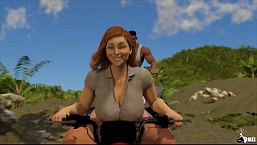 Image Curvy wife and Her Husband ride during a jungle vacation