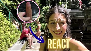 Image React: Crazy CUMWALK on Public Waterfall Full of People Blowjob in Public Toilet