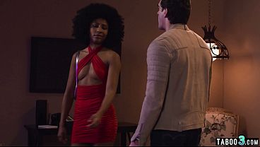 Image Dude fingering and fucking his ebony MILF mistress Olivia Jay hairy pussy