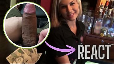 Image React: Gorgeous blonde bartender is talked into having sex at work
