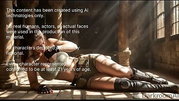Image I caught Lara Croft while patrolling the facility! I let her go after she gave me an amazing blowjob and a handjob.[AI]