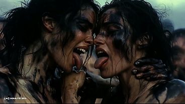 Image [AI-generated] NAKED LESBIAN WITCHES ORGY Forest Bonfire  Dirty Ash Covered Bodies, Heavy Bouncing Tits & Future Rave Sabbat