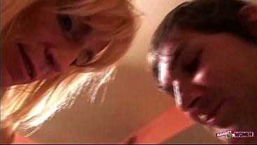 Image Watching the blonde milf desperately using the dildo made him want to pound her insides