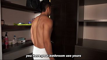 Image Brunette MILF runs naked from the bathroom after her stepson's prank