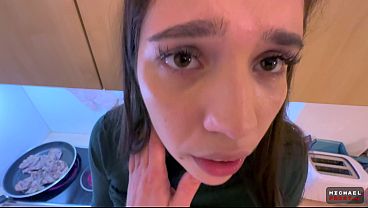 Image young wife got distracted from the ckooking to serve my dick