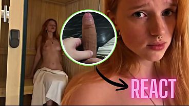 Image React: My stepsister blushes at the sight of my erect penis in the sauna - it's her first sexual experience | Kuporovaa Krupa