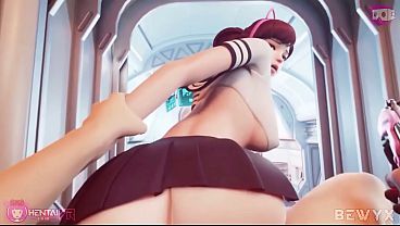 Image D.va rides you in a skirt (loop   rewind)