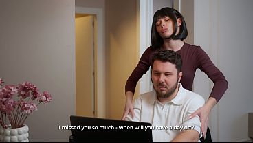 Image Secretary MariMoore deep-throats a cock and has rough sex with her boss while his wife is in the next room