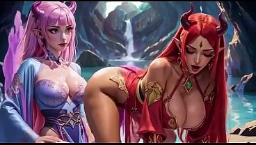 Image A girl showing her friend how to twerk nice, Ai animation
