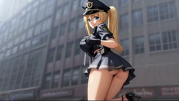 Image Blonde Police Slut: Street Ass & Tits Flash   Doggy and Cowgirl Fuck AI Generated