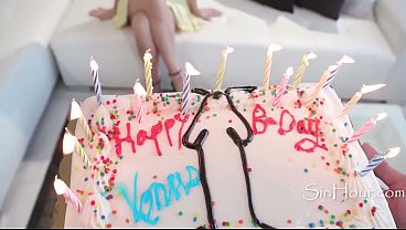 Image Late Birthday Celebration Turns into a Strap On and Real Cock Feast