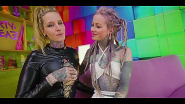 Image Tattoo ALTERNATIVE ANAL sluts share a black tattooed cock - ATM, deepthroat, facial