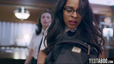 Image Innocent Latina teen got convinced into threesome with classmates