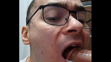 Image Twink sucks daddy's big cock and gets huge facial cumshot (ejaculating dildo)