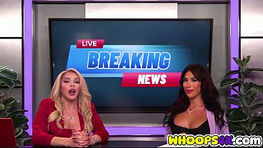 Image 2 News Anchors Ariel Demure and Avery Lust Caught on Camera Under the Desk With Naughty Producer Destiny Mira