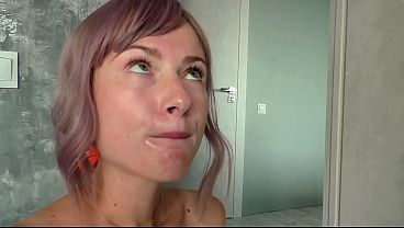 Image Passionate and gentle blowjob from big sister with cum playing in her mouth and cum swallowing