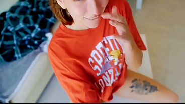 Image A shy girl gives a really good blowjob.