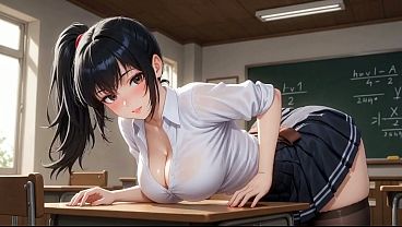 Image Naughty Brunette Student: Tits & Ass Flash   Wild Dorm Masturbation AI Generated