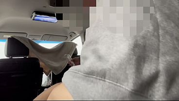 Image Car sex, with the window only half-closed by the curtain, so it's completely visible from the outside! So exciting! Looking for people to watch the blowjob and cumshot! Part 2.