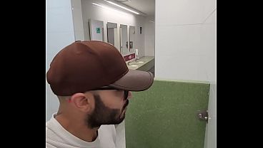 Image [RISKY] Muscular Latino solo in Public Mall Bathroom - Intense Exhibitionism BLAZEX