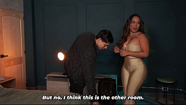 Image Busty stepmom and stepson end up sharing a hotel bed after a mix-up&mdash_but they sure have a great time alone together!