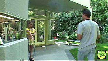 Image An innocent Asian girl learns some bad habits like smoking and sucking two dicks