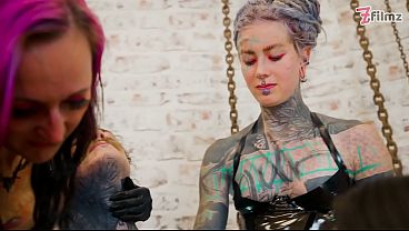 Image Three Cruel Latex Goddesses Destroy Tattooed Slave with Deep Sounding & Urethral Fingering