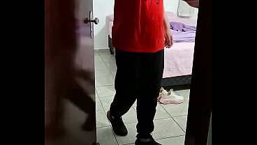 Image Stepfather helps stepdaughter take off her clothes to go to bed.