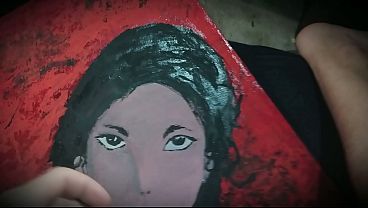 Image Fart - POV Masturbacion en la cara de el cuadro de mujer pintado con sus propias manos - En la cama - Sexy Uno