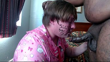 Image sissy gets facefucked by BBC and throws up. cant handle getting throat fucked today.