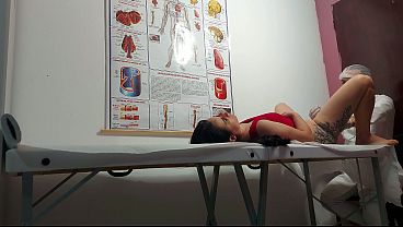 Image Gynecologist sticks finger in patient's anus and fucks her!