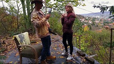 Image Behind The Scenes Of Petite chick Gina Gerson loves fucking her pussy outdoor