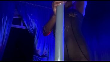 Image Me n my bad bitches working that pole at the Club. Lit n having a good time practicing while the boss is away