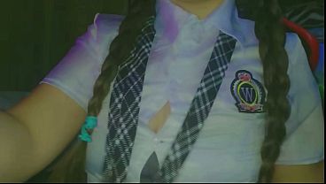 Image Horny and shy student trying to masturbate first time with her webcam on