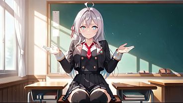 Image Last chance to fix a bad grade for Alya. Alisa Mikhailovna hentai cosplay(AI-generated)