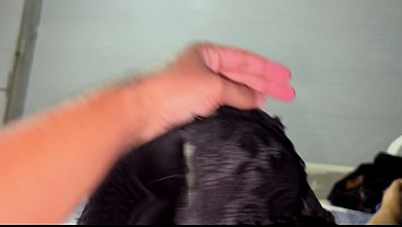 Image Stepbrother, you're a pervert! Don't masturbate with my panties, I'd rather give you a Russian blowjob with my huge tits and give me your huge cock and semen!. creampie