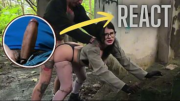 Image React: Goth Chick Glasses Gets Rough Fucked by Massive Dick & Pisses All Over It POV