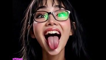 Image Beautiful Chinese girls show her tongue for you, Ai animation